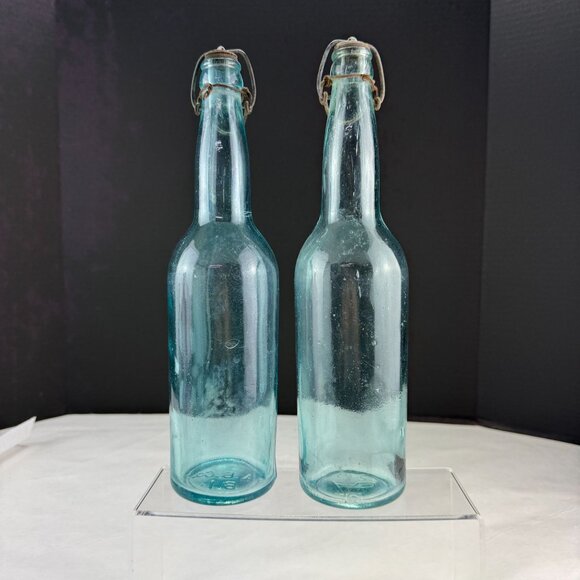 Vintage AB CO Aqua Bale Top Bottles Set Of 2 - Picture 3 of 13